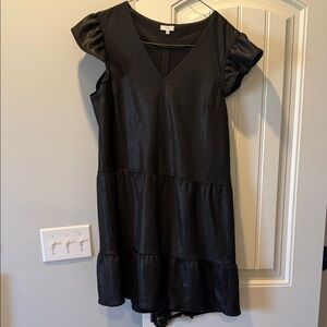 Chic Black Mini Dress with Ruffle Sleeves